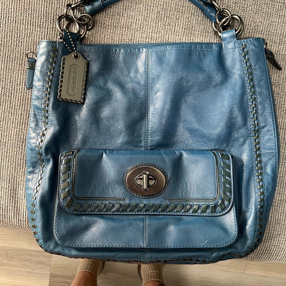 Coach Blue Leather Shoulder Bag